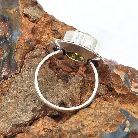 925 Sterling Silver Plt Round Citrine Ring Size 6.5 Bezel Setting Fine Jewelry - Picture 4 of 6